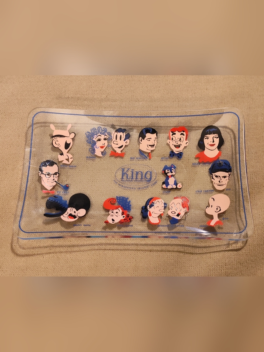 Vintage 1950's King Glass Comic Characters Trinket/Dish